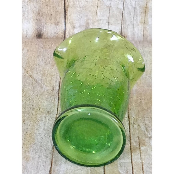 Green Crackle Glass Bud Vase Miniature Succulent Air Plants Planter (9A) - Picture 5 of 6